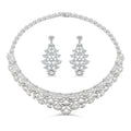Pear-Cut Teardrop Halo Riviera Bridal Necklace Set with Earrings