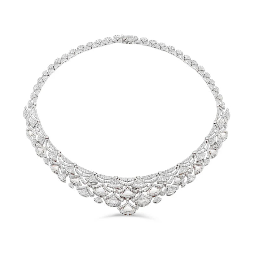 Pear-Cut Teardrop Halo Riviera Bridal Necklace Set with Earrings