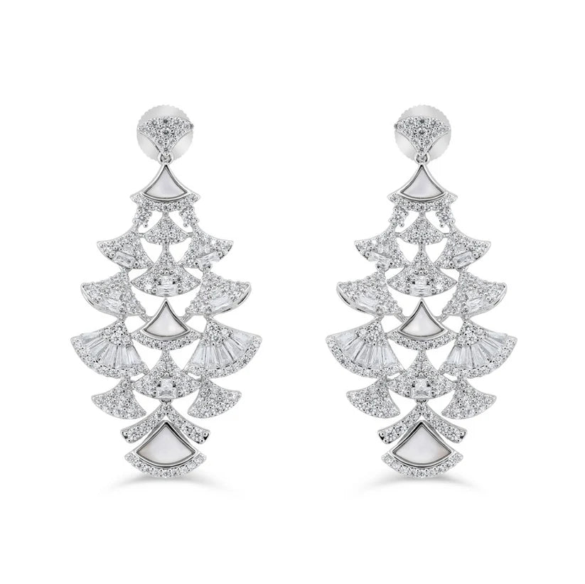 Pear-Cut Teardrop Halo Riviera Bridal Necklace Set with Earrings