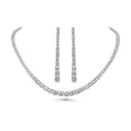 Graduated Diamond Tennis Necklace and Long Drop Earring Set