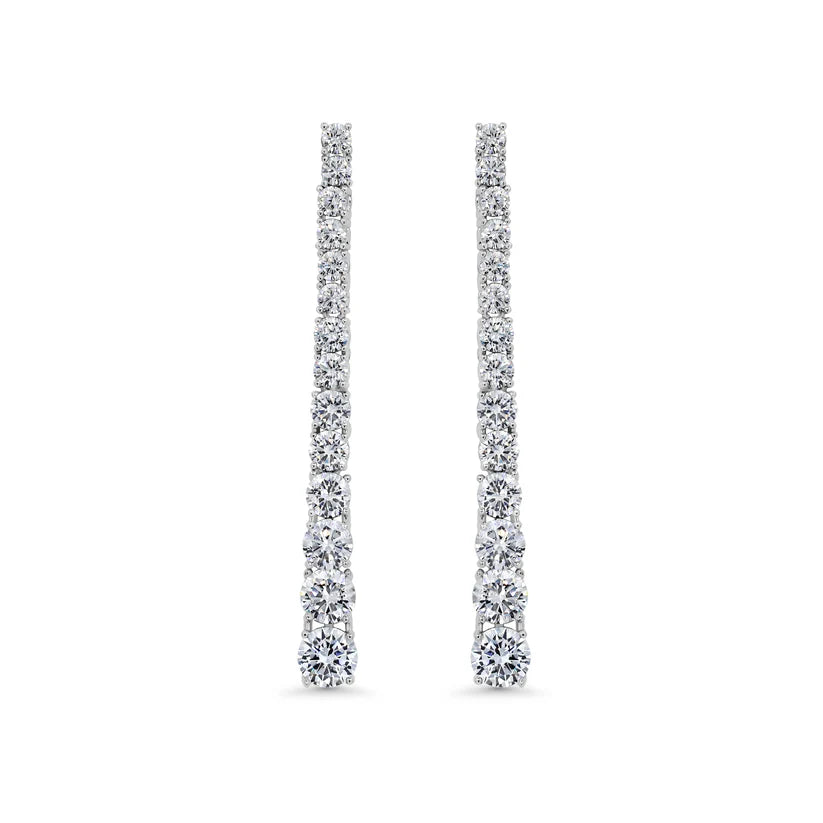 Graduated Diamond Tennis Necklace and Long Drop Earring Set