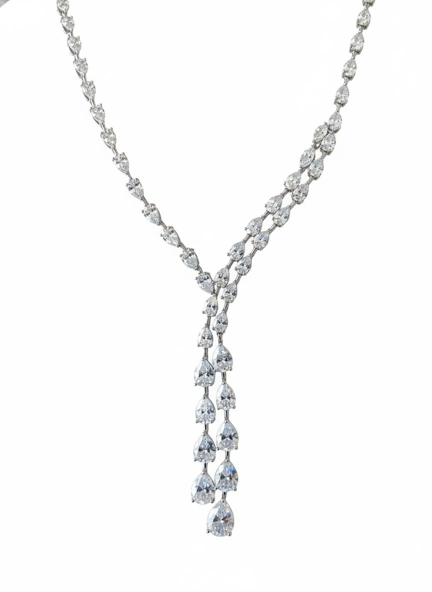 The Luminous Double-Strand Pear-Cut Drop Necklace
